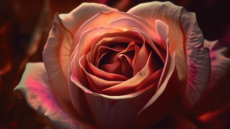 Beautiful pink rose close-up on a dark background. Soft focus.の素材