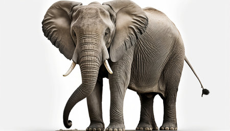 African elephant isolated on a white background. 3d render illustration.の素材