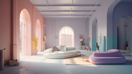 Interior of modern living room, 3d render, 3d illustrationの素材