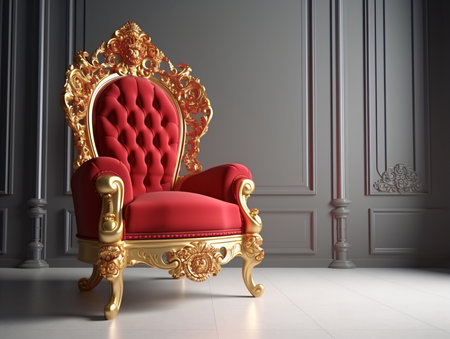 Luxury royal armchair in classic interior. 3d renderの素材