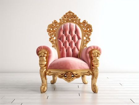 Luxury pink armchair in classic interior. 3d renderの素材