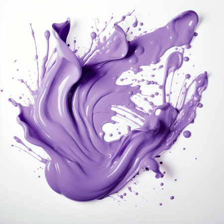 Purple paint splashes isolated on white background. 3d renderingの素材