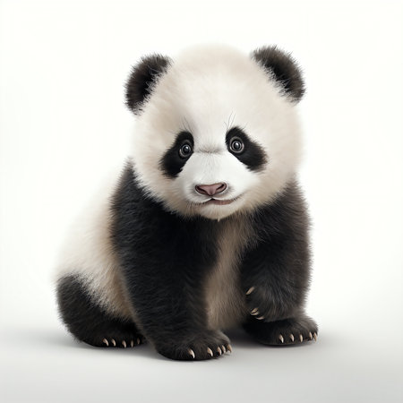 Panda bear isolated on a white background. 3D illustration.の素材