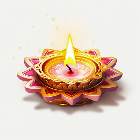 Vector illustration of Happy Diwali diya for festival of lights celebrationの素材