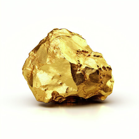 Gold nugget isolated on white background. 3d render.の素材