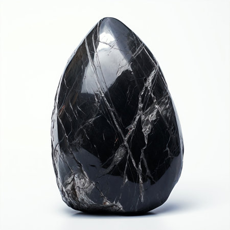 Black stone isolated on a white background. 3d render illustration.の素材
