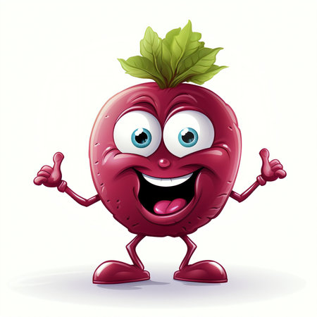 Vector illustration of Cartoon beet vegetable character with arms and legs isolated on white backgroundの素材