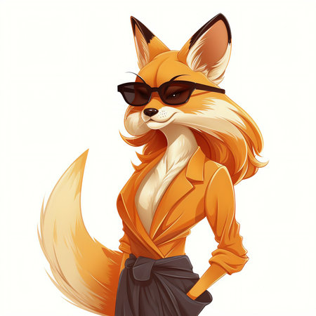 Vector fashion illustration of fox in sunglasses. Stylish fox in sunglasses.の素材
