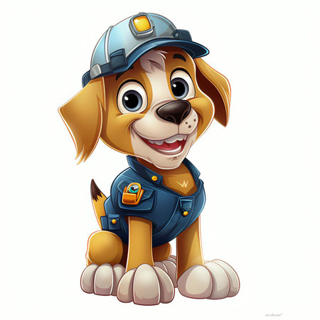 Illustration of a Cute Puppy Dog as a Police Officerの素材