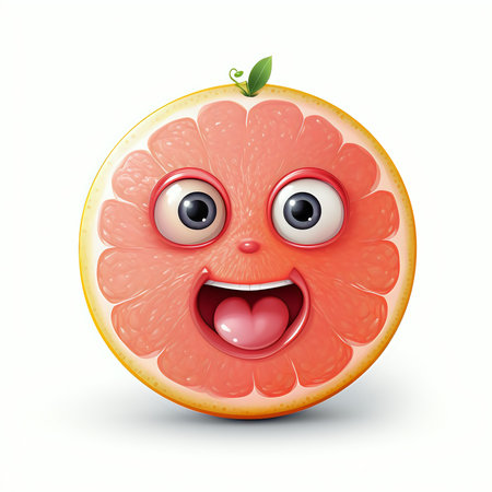 Funny grapefruit character isolated on white background. Vector illustration.の素材