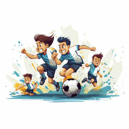 Cartoon soccer players. Vector illustration isolated on a white background.の素材