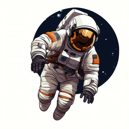 Astronaut in outer space. Vector illustration on white background.の素材