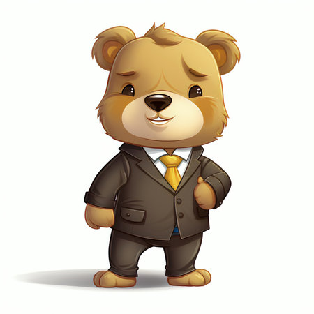 Vector illustration of a cute bear in a suit on a white backgroundの素材