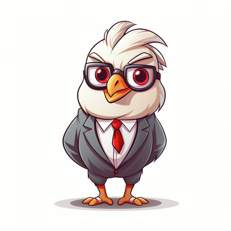 Vector cartoon illustration of a business owl with glasses and a tie.の素材