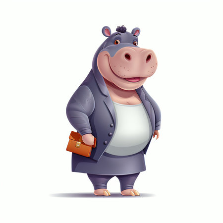 Hippopotamus character isolated on white background. Vector illustration.の素材