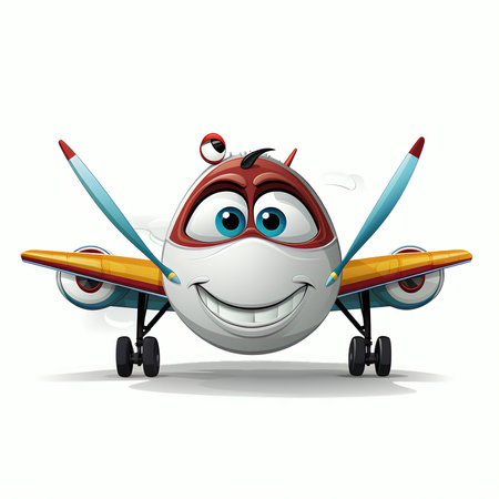 cartoon funny airplane on a white background. illustration for children.の素材