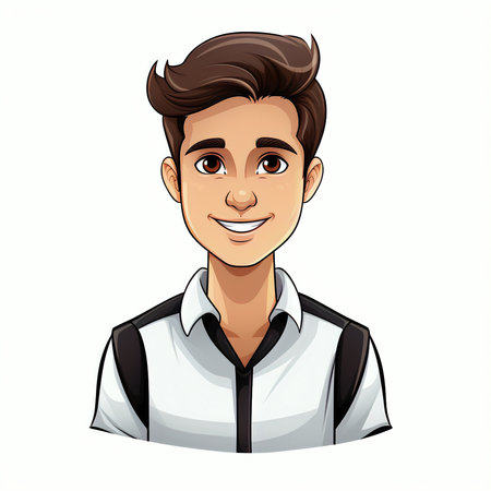 Portrait of a young man in a white shirt. Vector illustrationの素材
