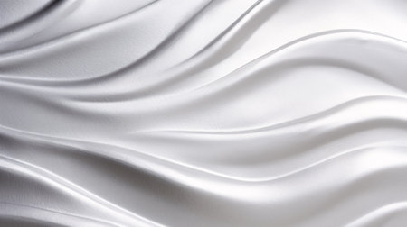 Closeup of rippled white silk fabric texture background. 3d render illustrationの素材