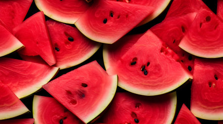 Slices of watermelon as a background. Top view.の素材