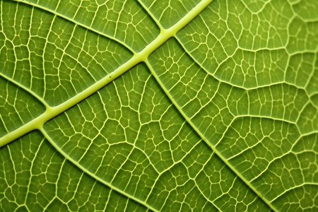 close up of green leaf texture - abstract nature background and environment conceptの素材