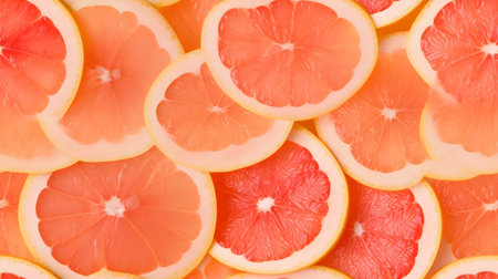 Citrus background. Juicy grapefruit slices. Top view.の素材