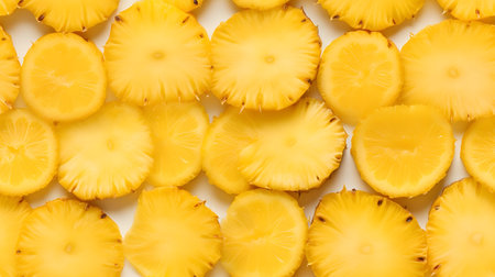 Pineapple slices on a white background. Close-up.の素材