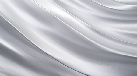 Closeup of rippled white silk fabric. Abstract background.の素材