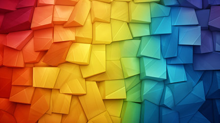 3d rendering of a rainbow colored abstract background with many cubes in itの素材