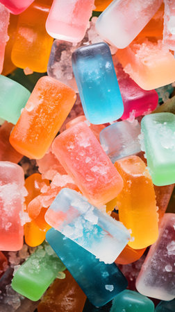 Colorful candies background. Close-up. Top view.の素材