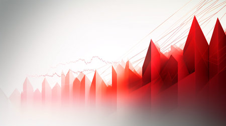 abstract red business graph background, 3d illustration, business conceptの素材