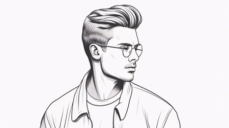 Portrait of a handsome young man in glasses. Vector illustration.の素材