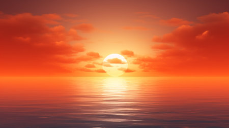 Beautiful sunset above the sea. 3D render. Sunset backgroundの素材