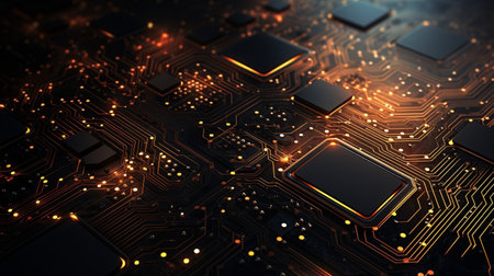 Circuit board close up. Technology and science background. 3d renderingの素材