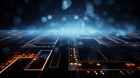 Futuristic technology background with circuit board. 3D Renderingの素材