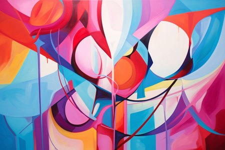 abstract colorful background with geometric shapes. 3d rendering, illustrationの素材
