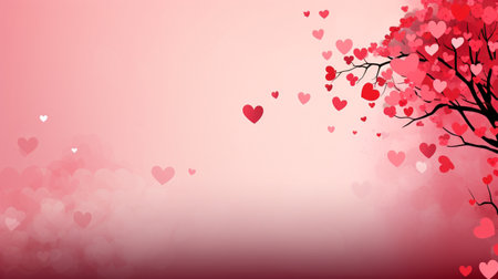 Valentine's day background with hearts and tree. Vector illustration.の素材