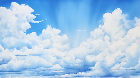Blue sky with white clouds. Abstract nature background. Vector illustration.の素材