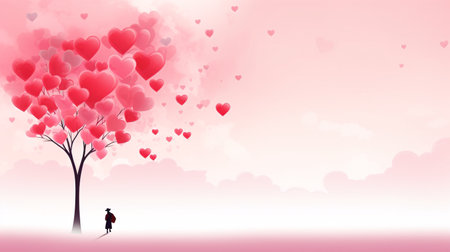 Valentine's day background with tree and heart. Vector illustration.の素材
