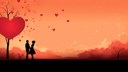 Valentine's day background with couple in love. Vector illustration.の素材