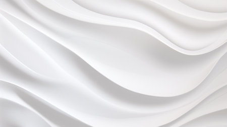 Closeup of rippled white silk fabric. 3d render illustrationの素材