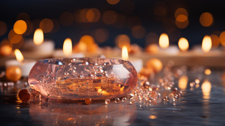 Burning candles on dark background, closeup. Space for textの素材
