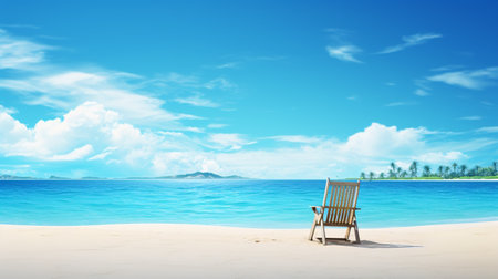 Beach chair on tropical beach. Vacation concept. 3D Renderingの素材