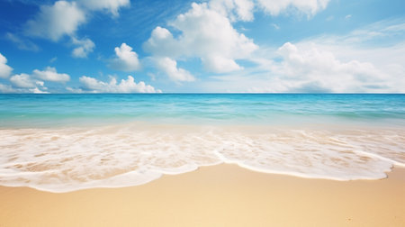 Tropical beach and blue sky background. Copy space for textの素材