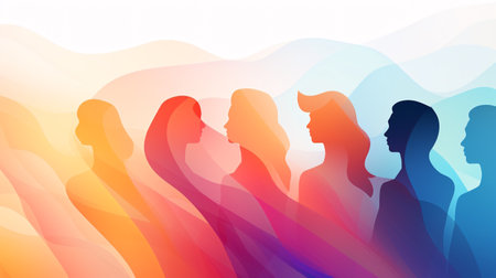 Silhouettes of people in profile. Vector illustration for your designの素材