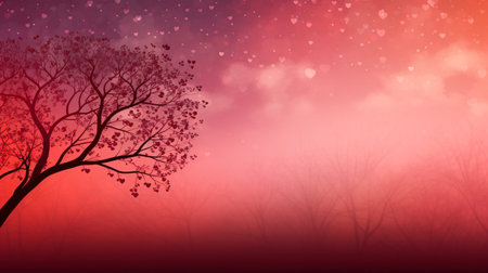 Nature background with tree and bokeh lights. Vector illustration.の素材