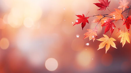 Autumn maple leaves with bokeh background. Autumn concept.の素材