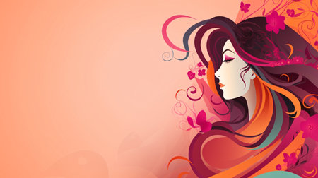 Beautiful girl with long hair. Vector illustration for your design.の素材