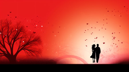 Valentine's day background with couple kissing, vector illustration.の素材