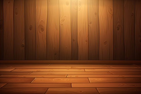 Wooden room with wooden planks and floor. Vector illustration.の素材