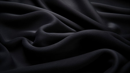 Texture, background, pattern. Black silk fabric. It is also perfect for your design, clothes, posters.の素材